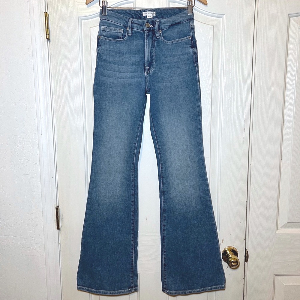 Good American Good Legs Flare Jeans Blue Denim Size 4/27 High Rise Bootcut - Picture 3 of 11